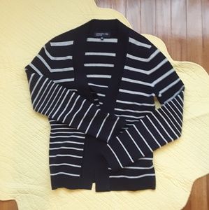 Navy & grey stripe open front cardigan sz small
